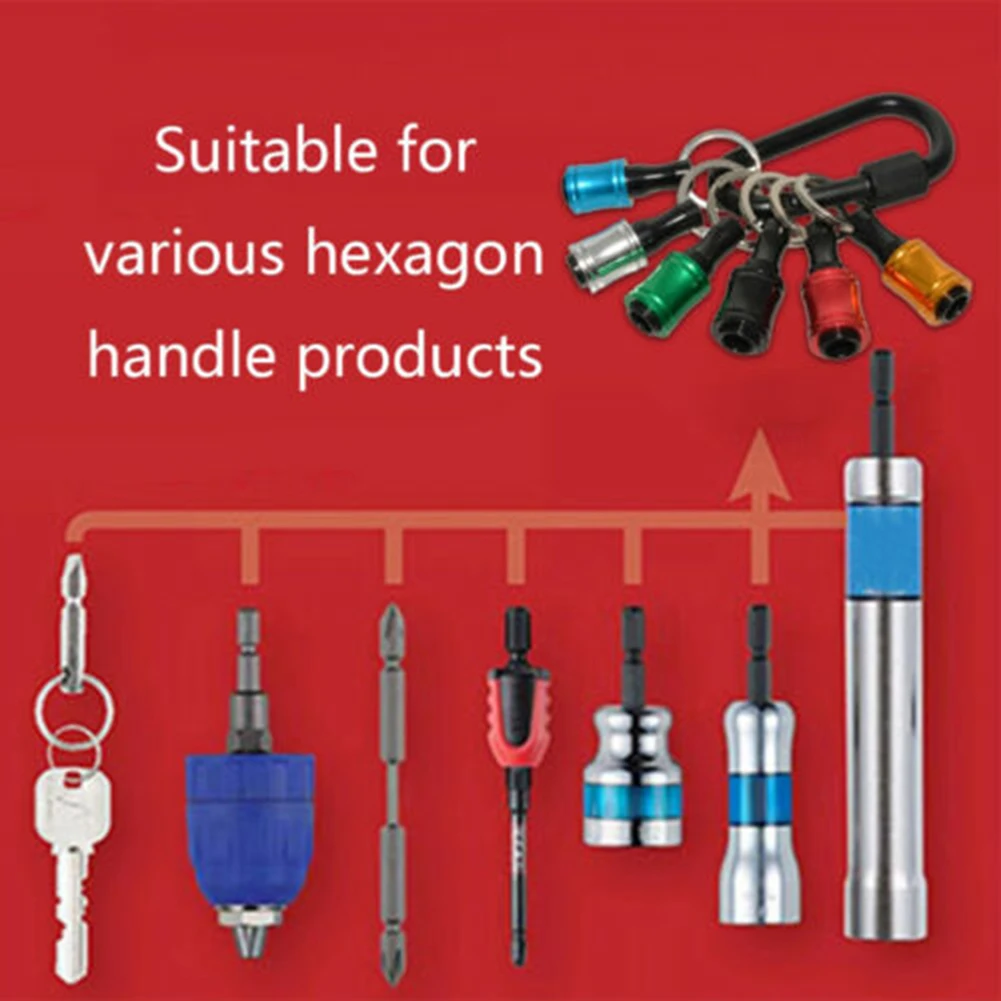 

6Pcs 1/4" Hex Shank Screwdriver Bit Holder Quick Release Keychain Screwdrivers For Most Electric Hand-held Screwdrivers