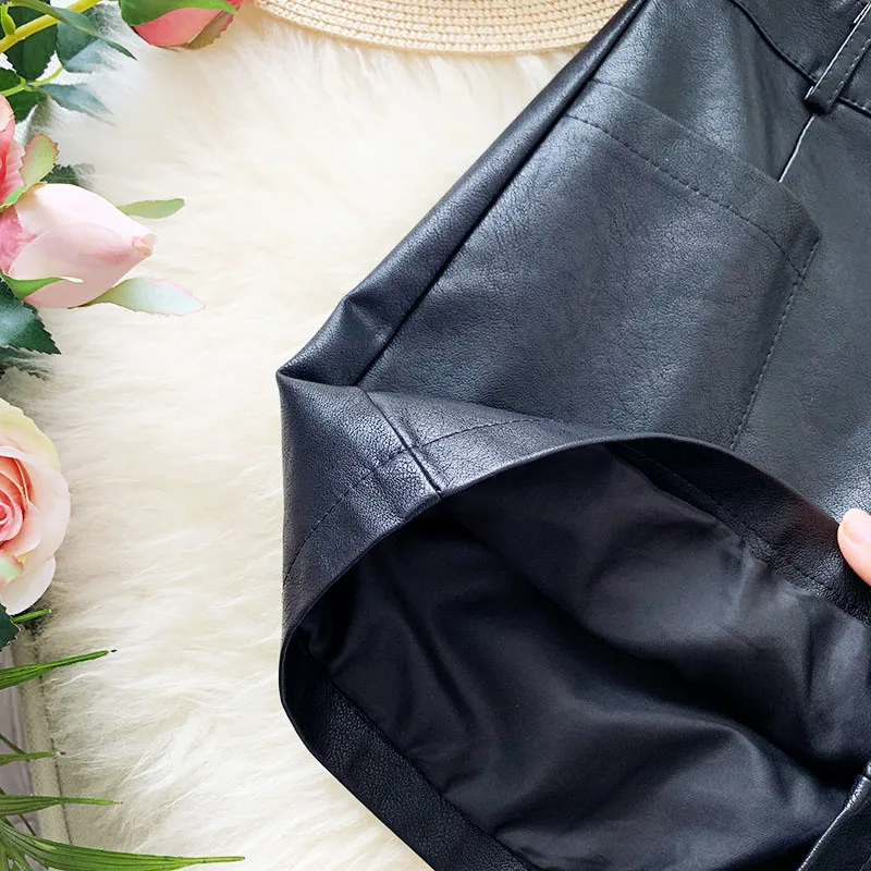 Женские винтажные черные широкие брюки REALEFT повседневные короткие из