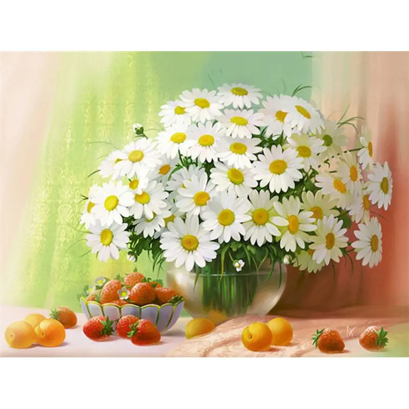 

GATYZTORY White Flowers Paint By Numbers For Adults Children DIY HandPainted Oil Painting Home Decoration Unique Gift
