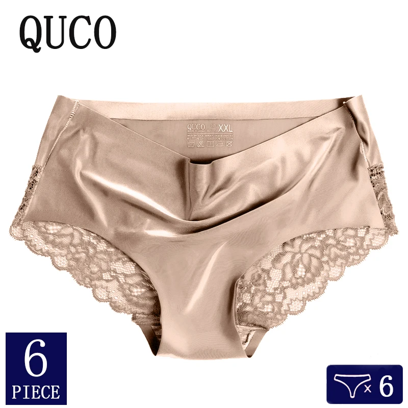 6pcs/lot QUCO Brand Sexy Panties Seamless Cotton Panty Briefs sexy Underwear Elastic Lingerie Female underwear women