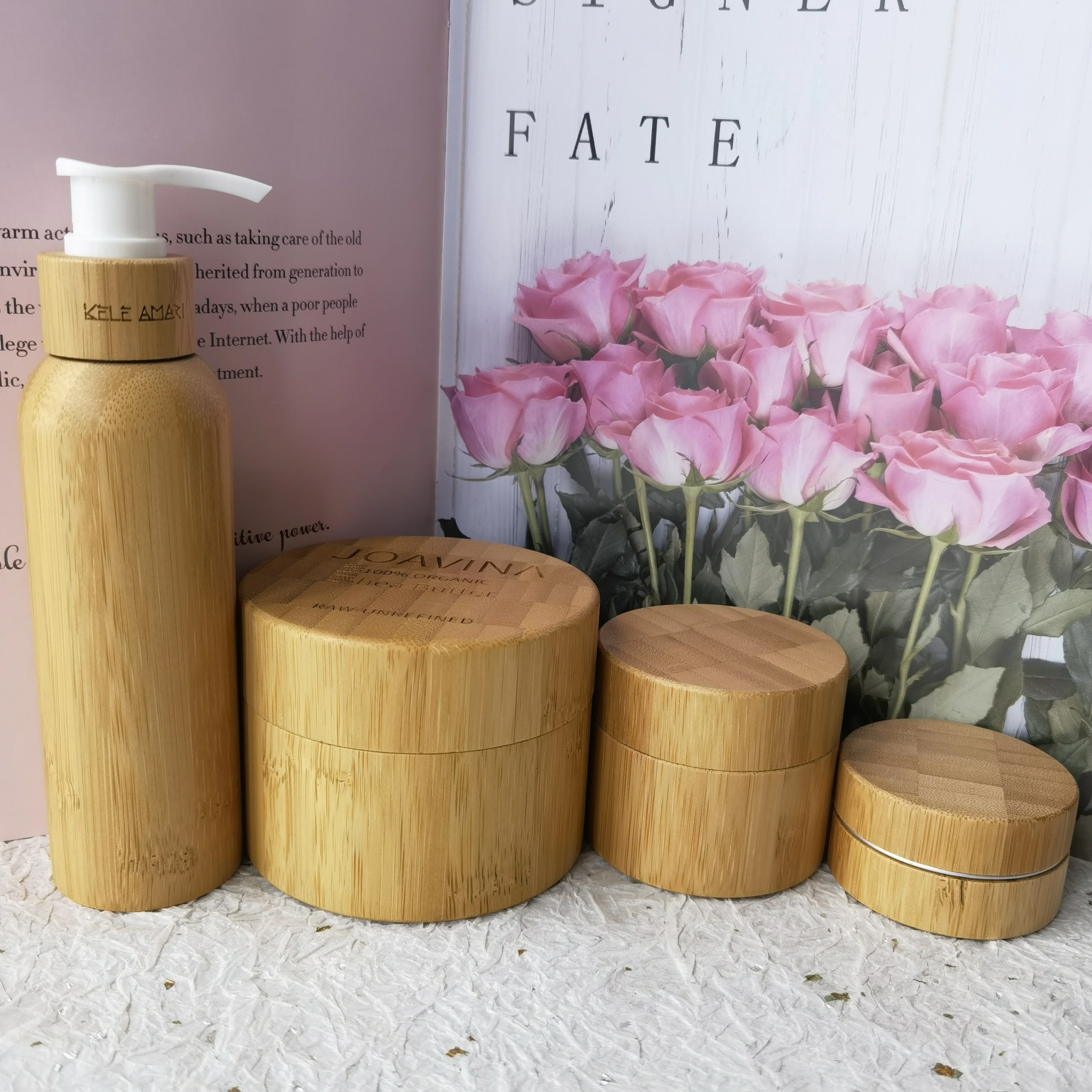 Pot Packaging Lotion Face Cream Bottles With Bamboo Cap