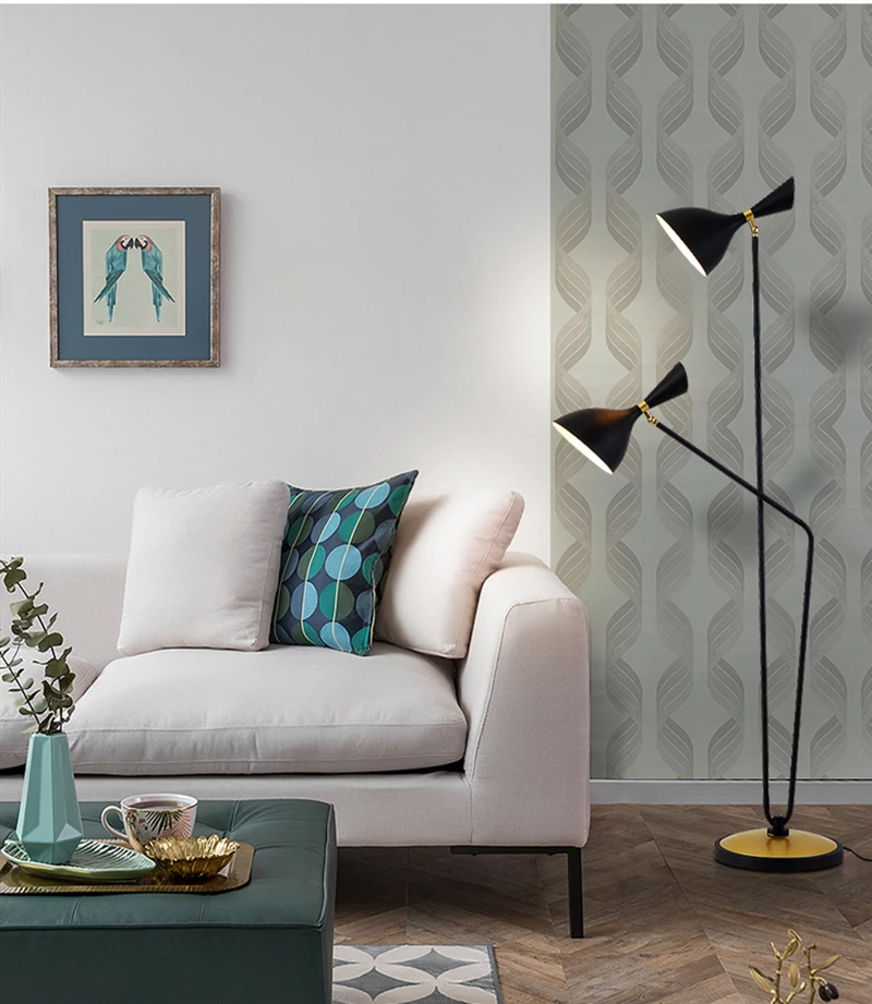 Двойной напольный светильник 2 * E27 новейший дизайн черный или белый