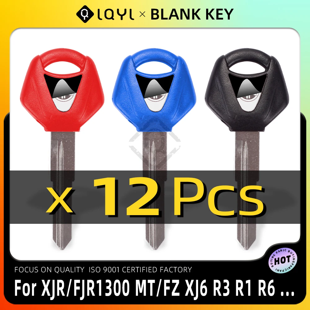 12Pcs Blank Key Motorcycle Replace Uncut Keys For YAMAHA R25 R3 Xmax X-MAX X MAX R 125 200 250 MT01 SR400 FZ6R FZ6N MT03 R15