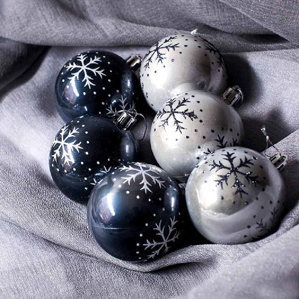 

6Pcs Home Party Decoration Glass Multicolor Plastic Ball Christmas Tree Ornament Hanging Pendants Craft New Year Xmas Decor Tool