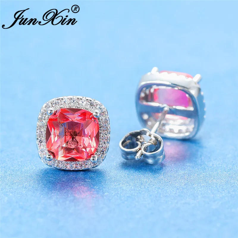 Для девочек милый розовый желтый Градиент Радуга кристаллические серьги из