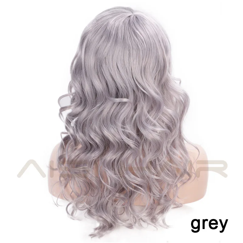 AISI волосы длинные синие кудрявый парик волосы розовый фиолетовый синтетические смешанные цвета парики сторона часть парик для вечерние Косплей Хэллоуин - Цвет: grey