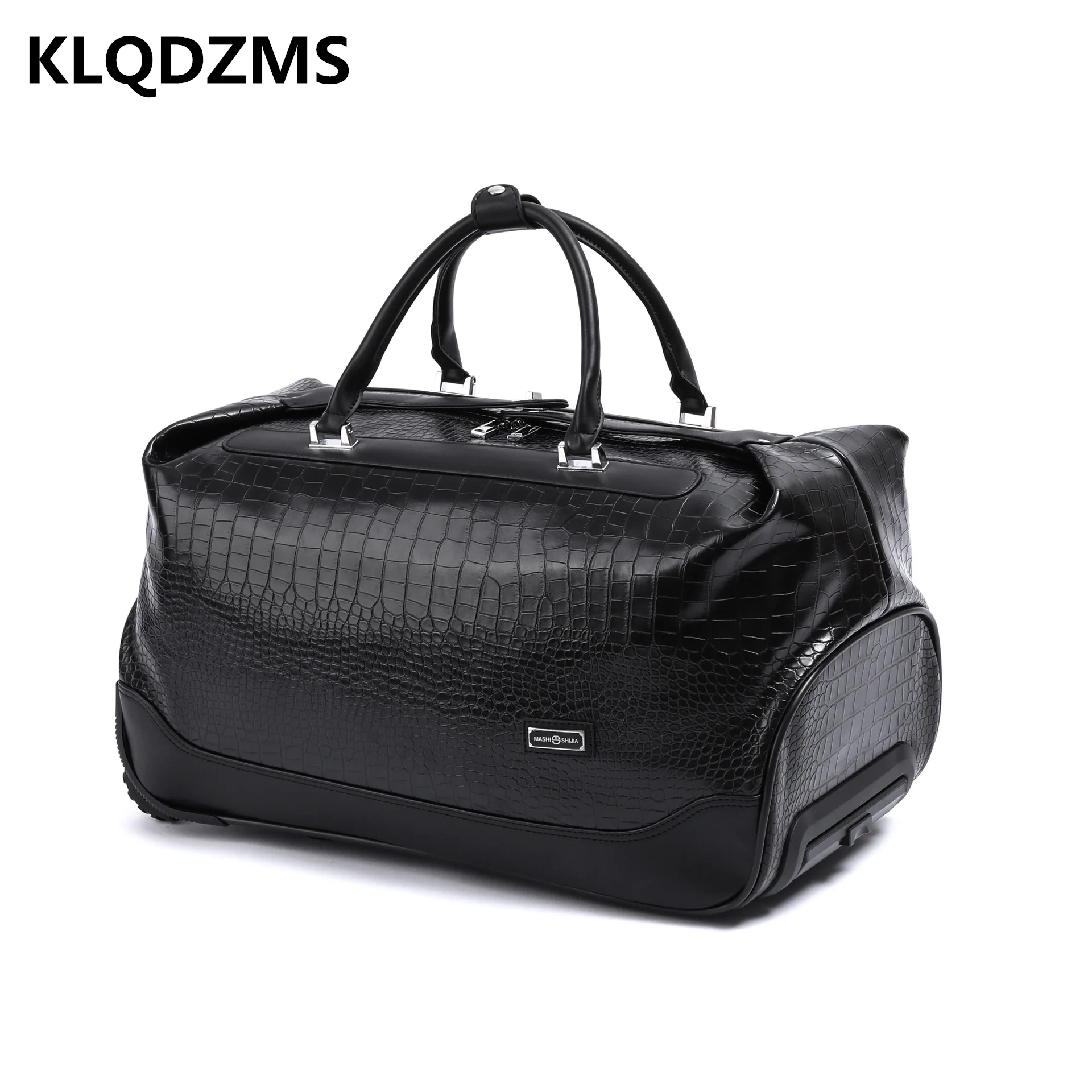 KLQDZMS 20’’24 Inch Women Hand Luggage Business Travel Suitcase On Wheels PU Men's Portable Detachable Trolley Travel Suitcase
