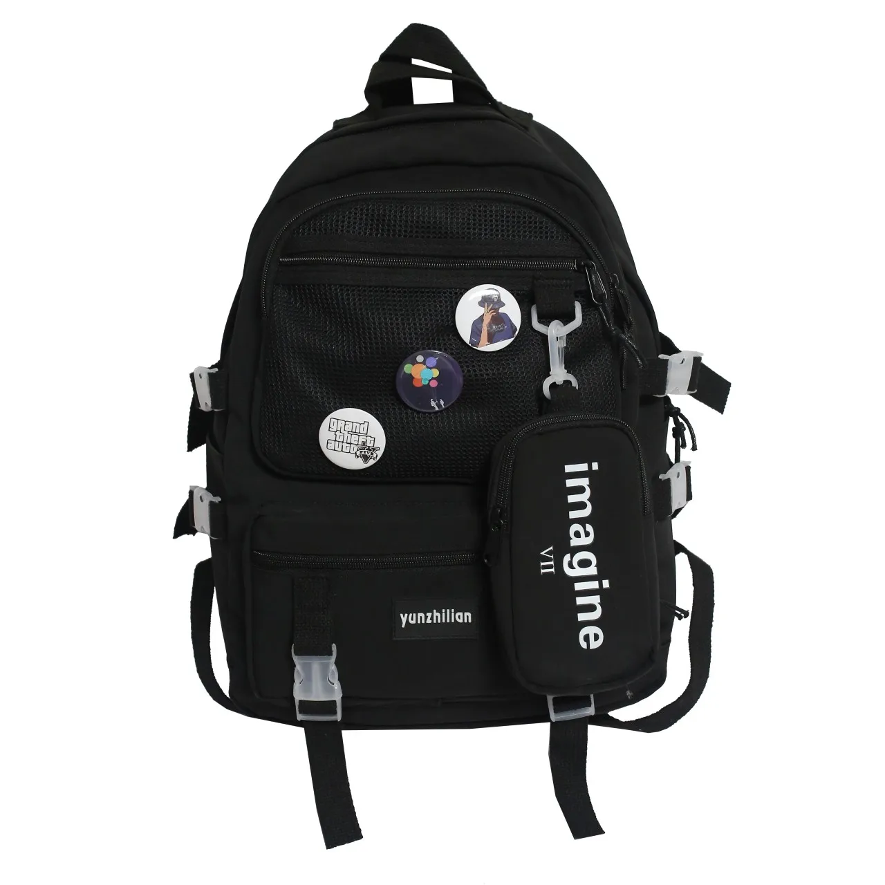 

Модный женский рюкзак, однотонный нейлоновый школьный рюкзак для девочек, вместительный рюкзак со множеством карманов