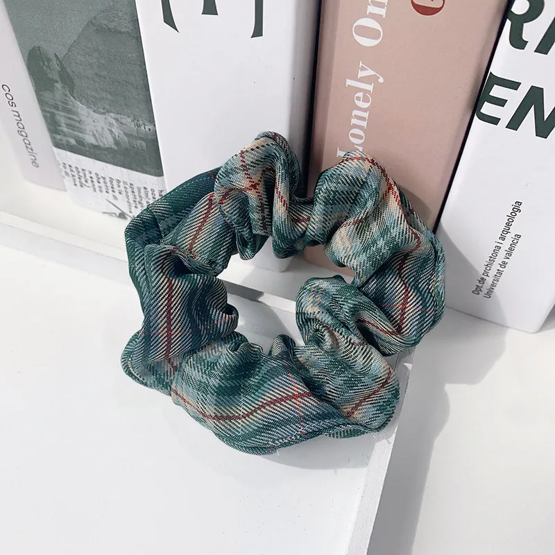 

Hairlyah Elegant Women Girls Plaid Large Intestine Circle Hair Band Elastic Ponytail Hair Rope Organza Headdress Accessories