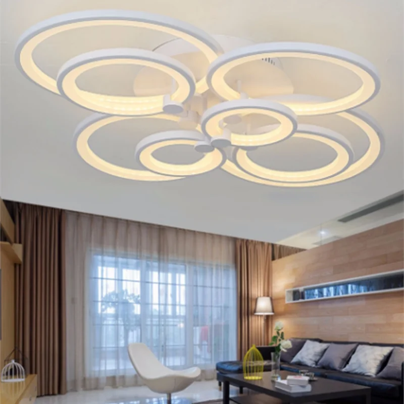 

Post-Modern Lamp Ceiling Light 4/6/8/10 Circles Golden Modern Loft Led Acrylic Circles designs be dimmable lamp for living room