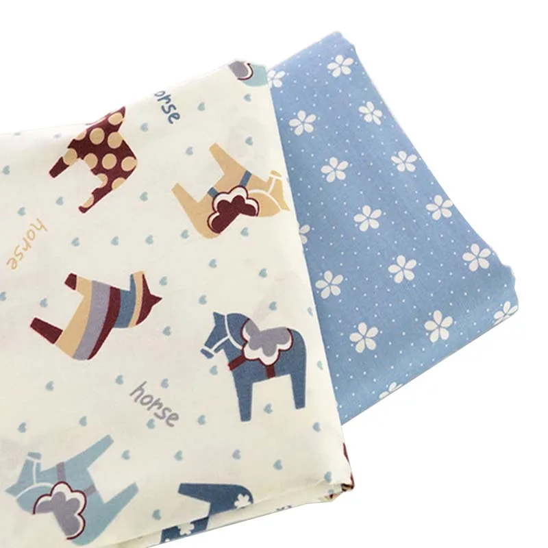 Милые синие Троянские лошадиные хлопковые тканевые нашивки для одежды