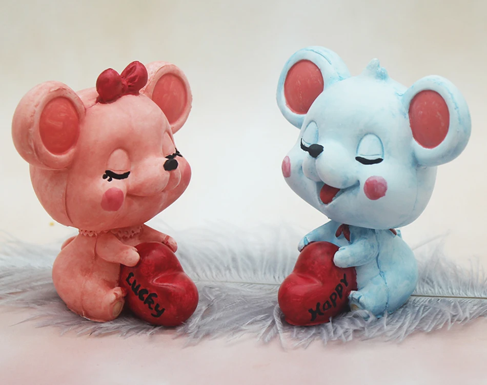 

3D three-dimensional cute couple mouse mold fondant silicone mould baking kitchen tool