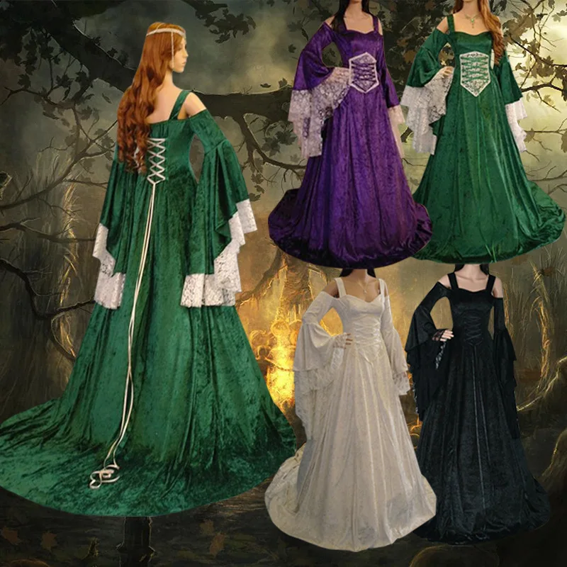 

Женское длинное платье в стиле ретро, длинное платье для косплея в стиле эпохи Возрождения и готики, одежда в стиле стимпанк для Хэллоуина, ...