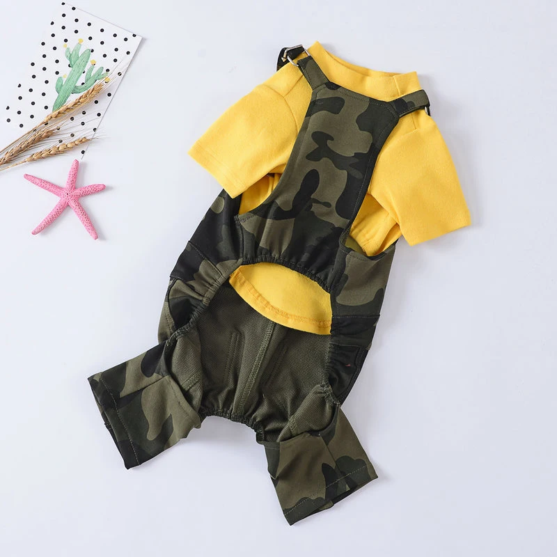 Джинсовый комбинезон для собак одежда камуфляжная французская бульдога пальто