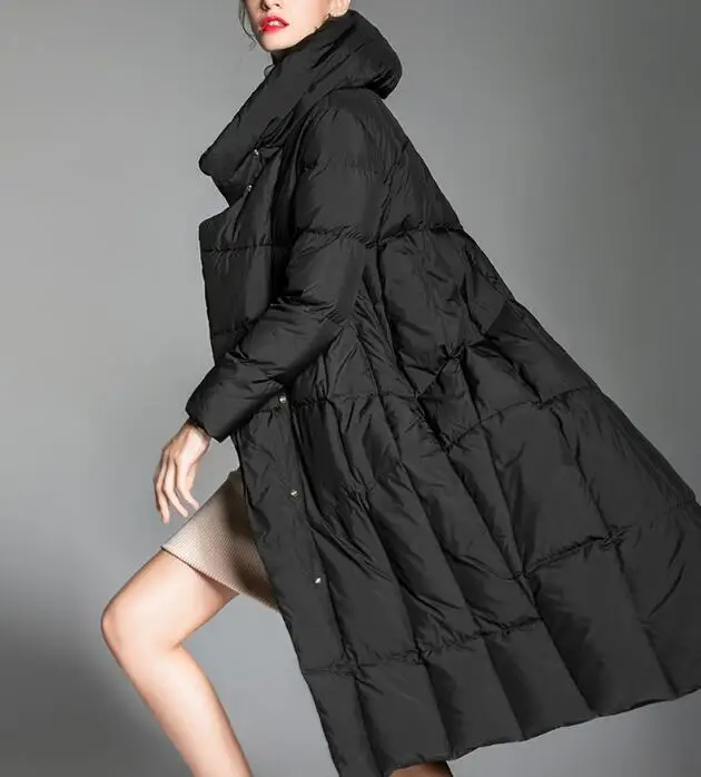 Асимметричный Подол с капюшоном 90% утиный пух пальто X Long пуховик зимнее теплое