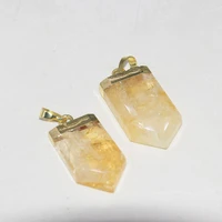 natural yellow crystal quartz stone pendant for women shield 2020 charms gold bezel aura quartz citrines gem jewelry accessories
