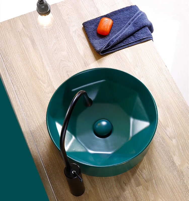 Белая и черная керамическая раковина для ванной комнаты зеленая стеклянная с