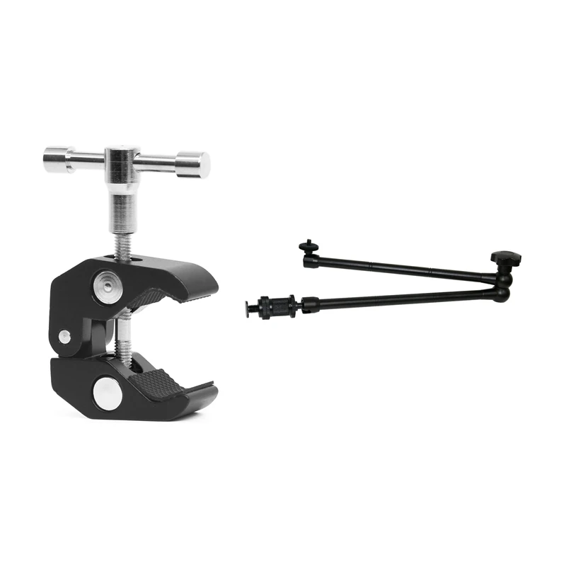 

1 шт. супер-зажим с резьбой 1/4Inch-20 и 3/8Inch-16 и 1 шт. 20-дюймовый Регулируемый шарнирный фрикционный магический рычаг