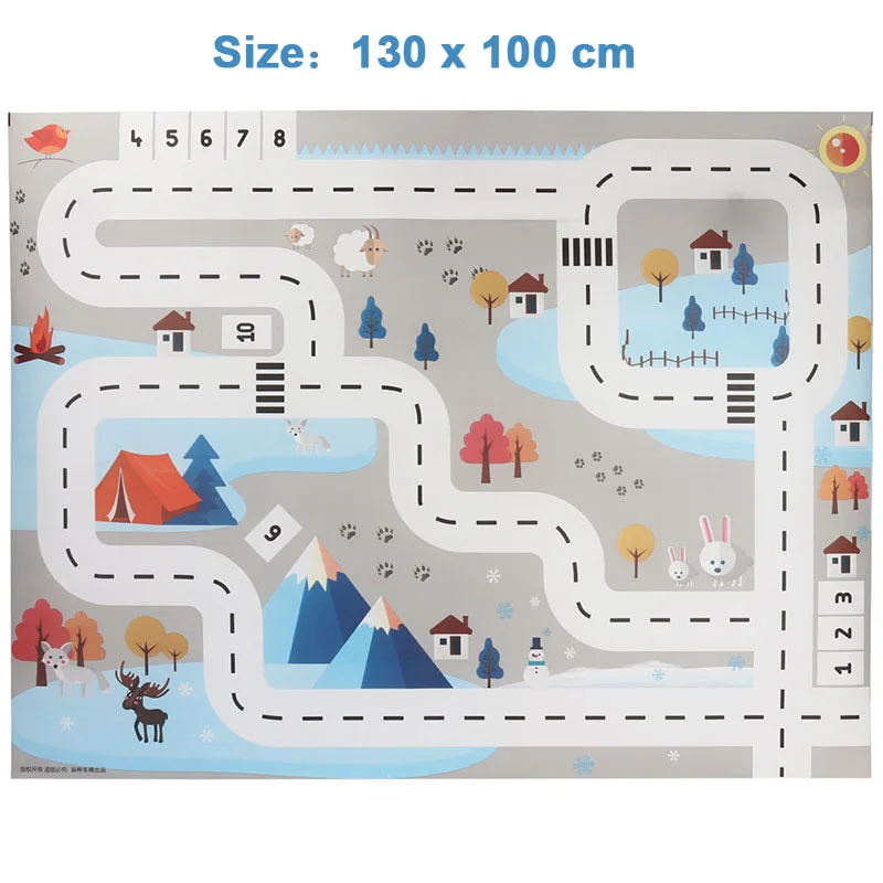 130*100CM Large City Traffic Car Park Play Mat Waterproof Non-woven Kids Playmat Educational Toys for Children's Boy | Игрушки и
