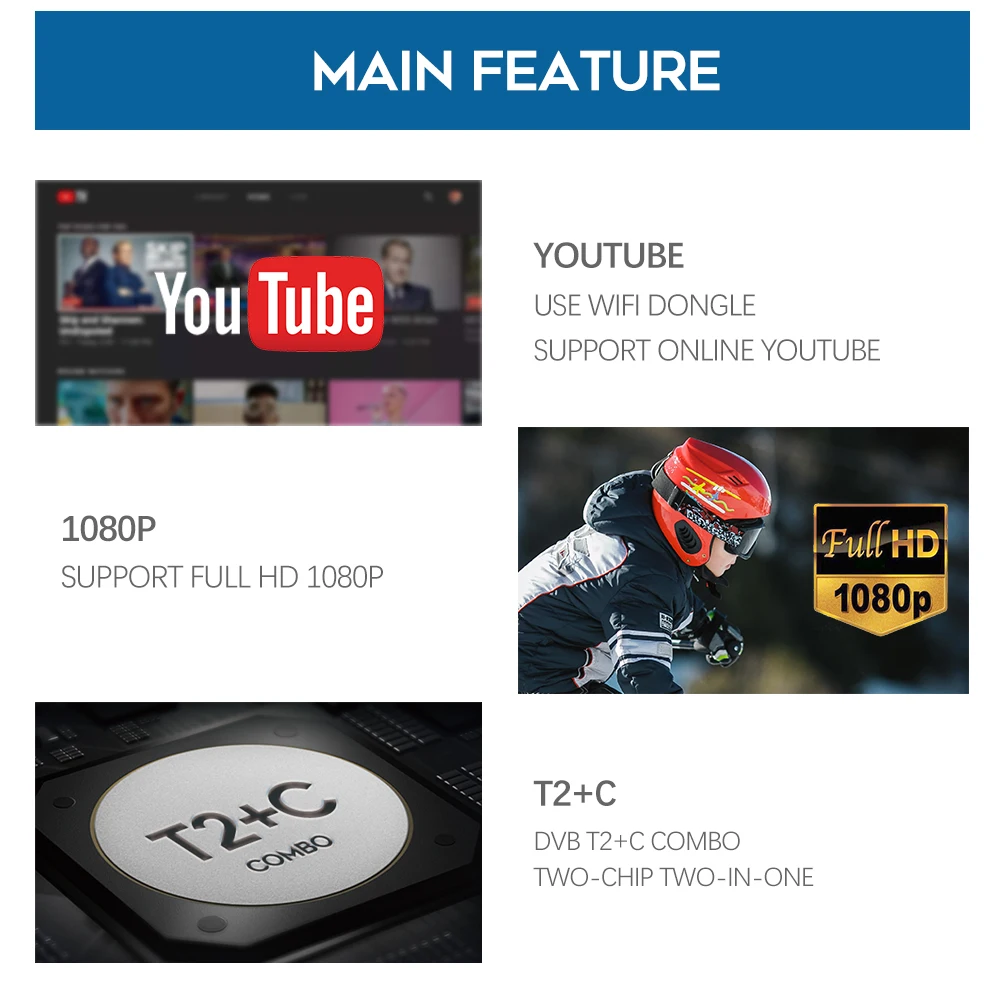 ТВ тюнер Vmade DVB T2 C Combo H.264 декодер спутниковый цифровой приемник Поддержка Youtube