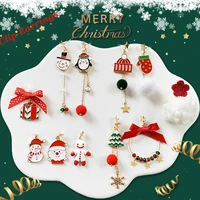 fashion asymmetry christmas clip earrings santa claus snowman earrings non pierced ear clips female child christmas gift jewelry