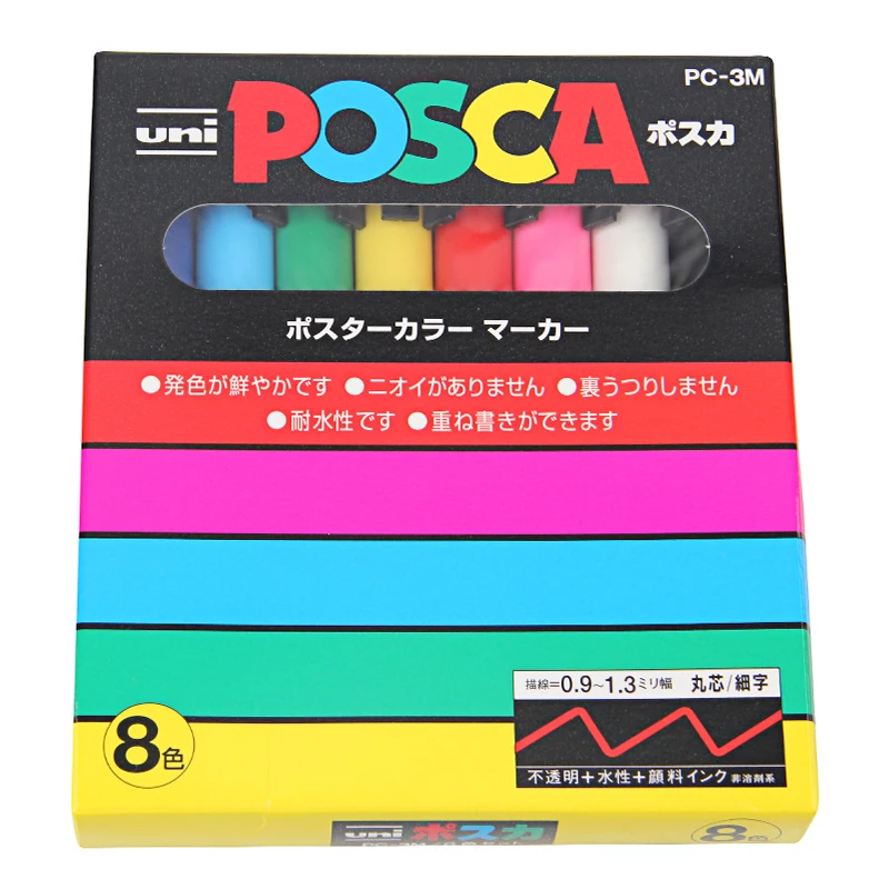Uni mitsubishi Posca PC 3M маркер для краски ручка письма тонкий наконечник 0 9 1 3 мм 8