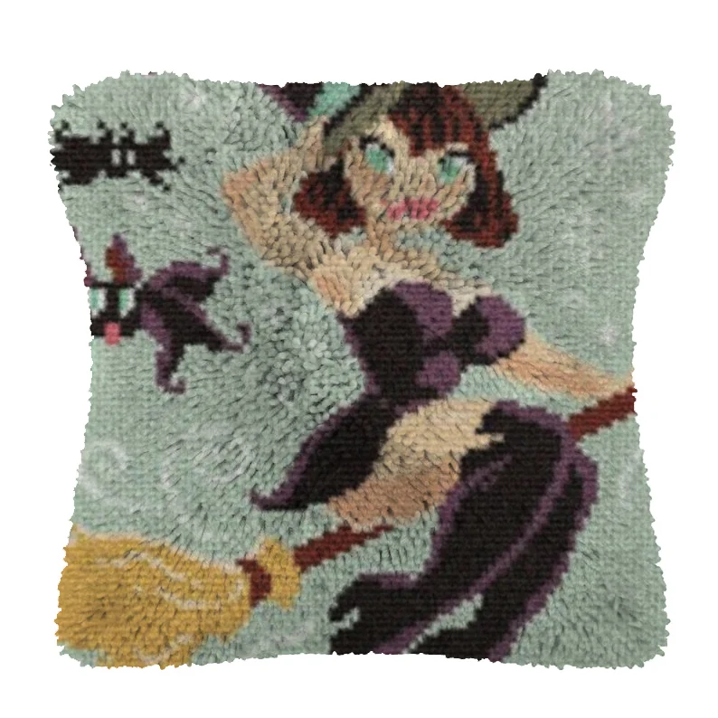 

Cartoon Character Pattern Latch Hook Cushion Polyester Cushion Pillow Decorative Cushion for Sofa DIY Printed Pillow Seat Chair