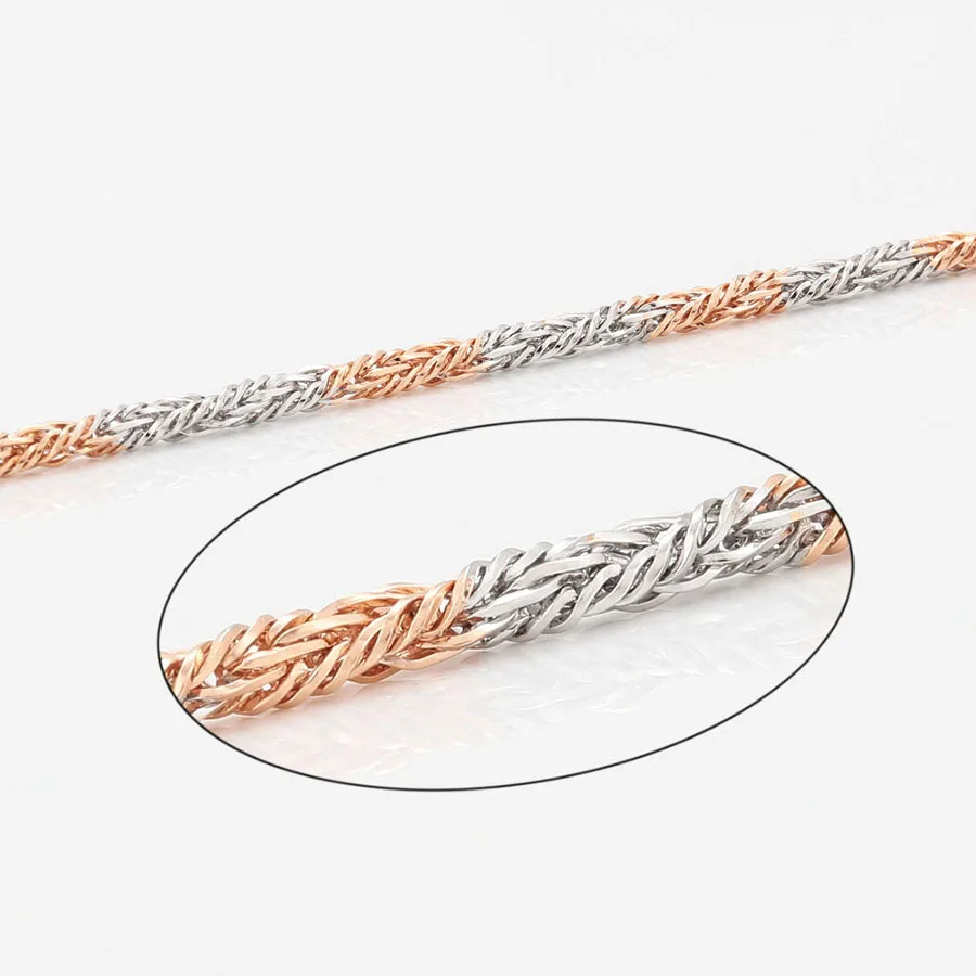 XP Jewelry-( 45 см x 2 мм) 18 дюймов 585 розовое золото микс белых плетеных цепочек ожерелья