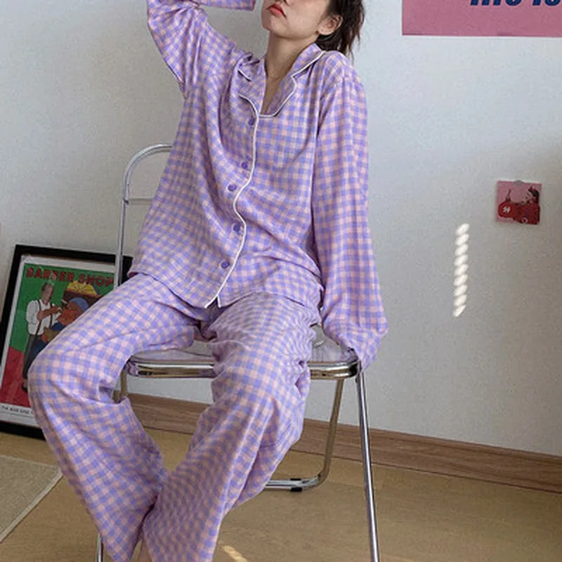 

Autumn Long Sleeve Pajamas Set Spring Women Loungewear Nightwear for Women Sleepwear Set Long Pant Youth Girls Christmas Gift