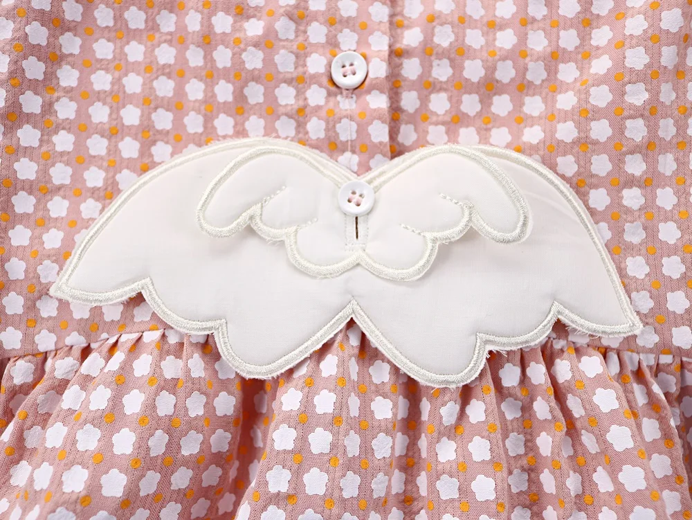 

Midoo Fairy 2021 Summer Girls Kids Children's Cotton Dress Angel Wing Floral A-Line Cute Short Puff Sleeve O-Neck Casual Clothes