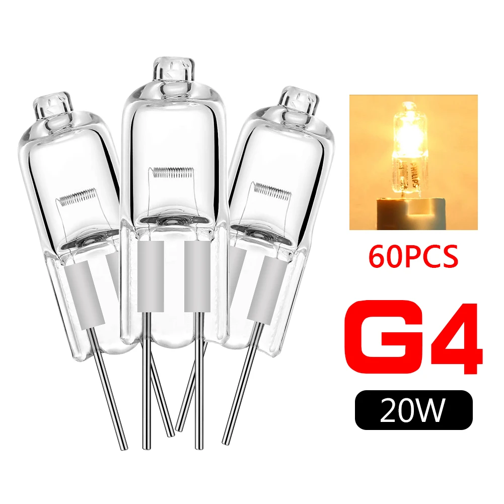 

60pcs G4 20W 12V Bombillas JC Type Halogen Lamp Ampoule Crystal Celling Lampada Chandelier Wall lampe halogen lamps Light Bulb