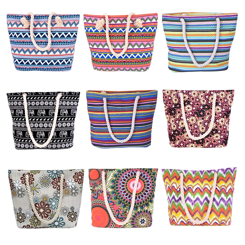 

Модная новая богемная сумка для девочек, большая емкость, универсальная сумка через плечо, в этническом стиле, с геометрическим узором, пляж...