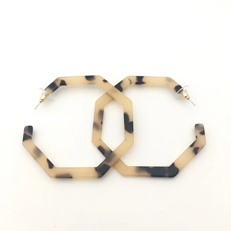 

2019 CC Acrylic Earrings Leopard Print Semicircle Drop Earrings Big Hook acetate Earrings
