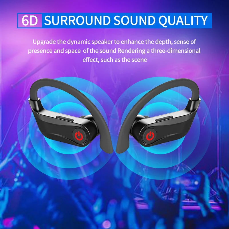HBQ PRO TWS Bluetooth 5,0 наушники стерео беспроводные ушные крючки Мини спортивная водонепроницаемая гарнитура портативный 950 мАч зарядный чехол