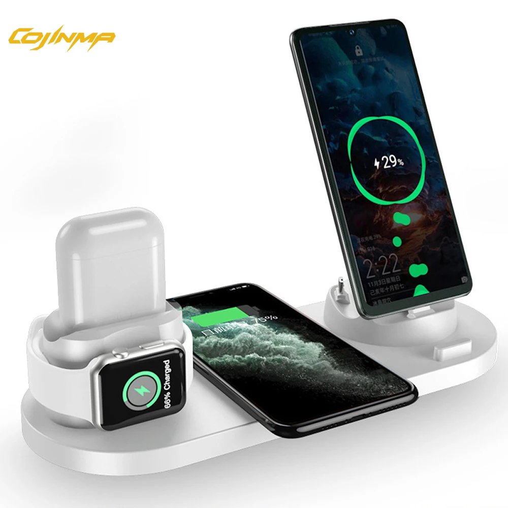 

COJINMA 6in1 Wireless Charging Station Compatible with Apple Products Multiple Devices Apple Android Wireless Charger Stand Dock