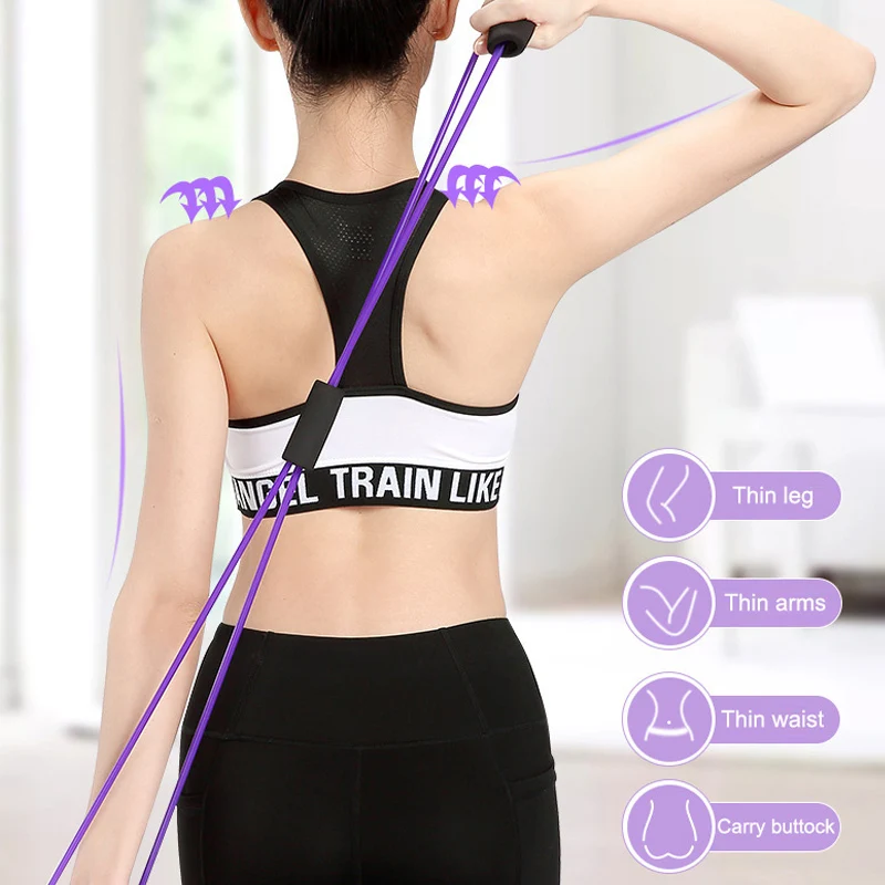 

TPE 8 Word Fitness Yoga Gum Resistance Rubber Bands Fitness Elastic Band Fitness Equipment Expander Workout Gym Exercise Train