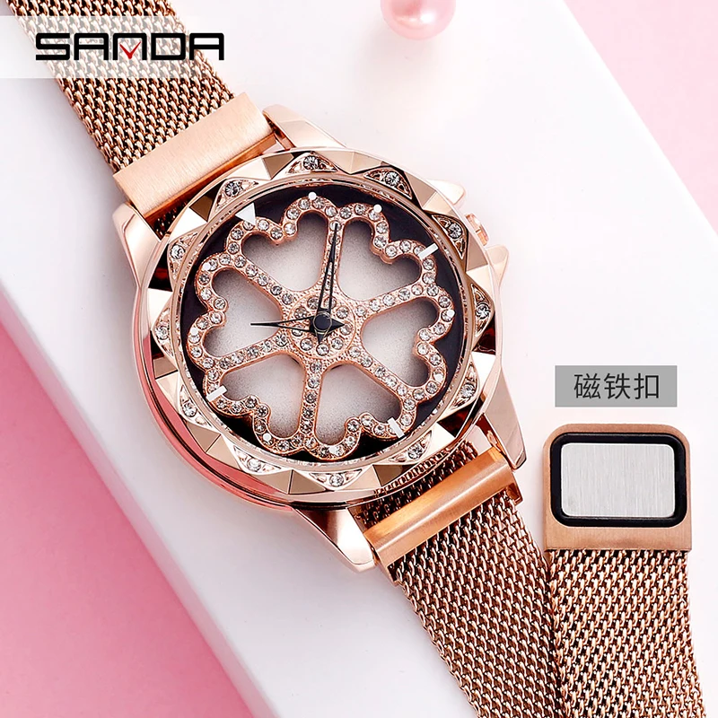 

2019 Luxury Brand lady Crystal Watch Women Dress Watch Fashion Rose Gold Quartz Watches Female Stainless Steel Wristwatches P234