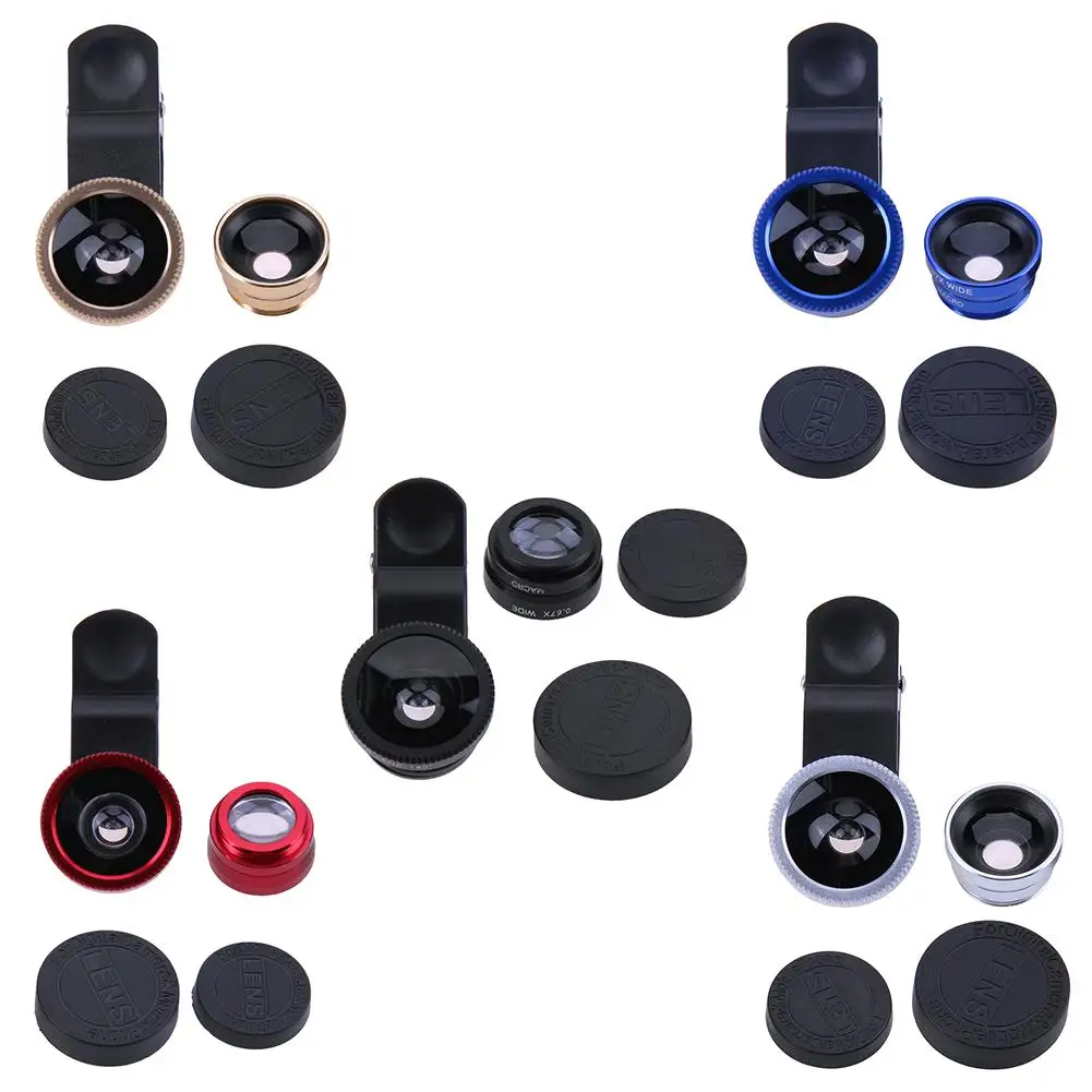 Универсальный объектив для мобильного телефона рыбий глаз 3 в 1 + широкоугольный