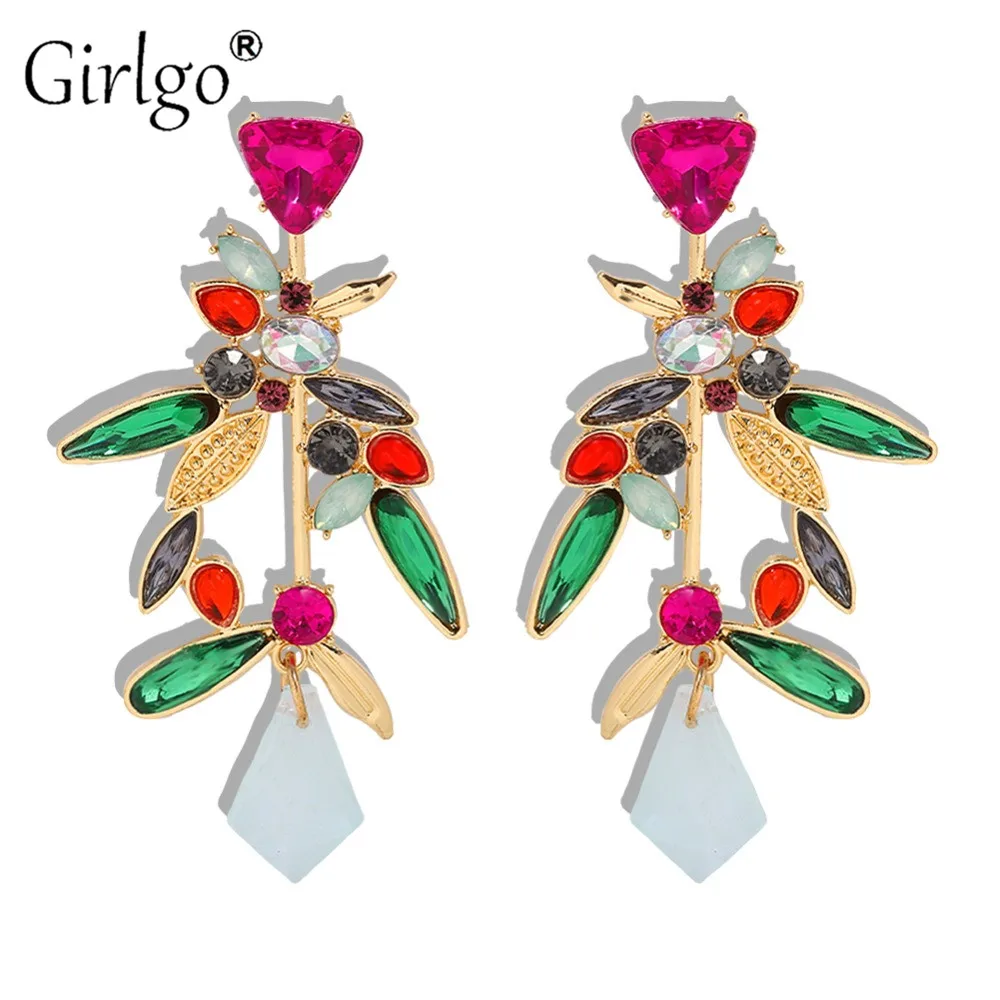 Серьги Girlgo с акриловыми перьями для женщин богемные модные Висячие Ювелирные