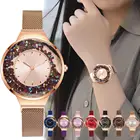 Для женщин часы Новая мода магнит ремешка женские туфли-лодочки; Цвет РОЗОВЫЙ, наручные часы, кварцевые наручные часы класса люкс прокатки Стразы Часы Relogio Feminino