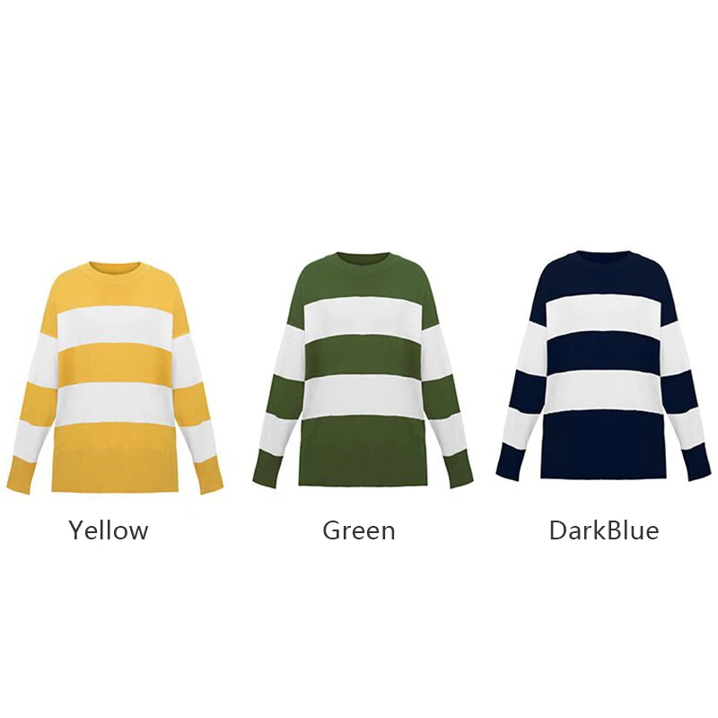 Lossky Женский вязаный пуловер свитер в полоску с длинным рукавом женский длинный