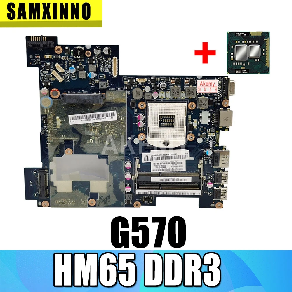 Akemy Laptop Motherboard For Lenovo G570 PIWG2 LA-675AP Mainboard HM65 DDR3 Socket PGA989