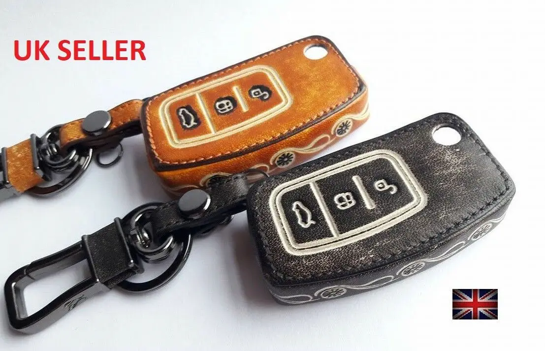 

FOR FORD FIESTA KUGA ZETEC LEATHER KEY FOB COVER REMOTE FLIP KEY CASE 1