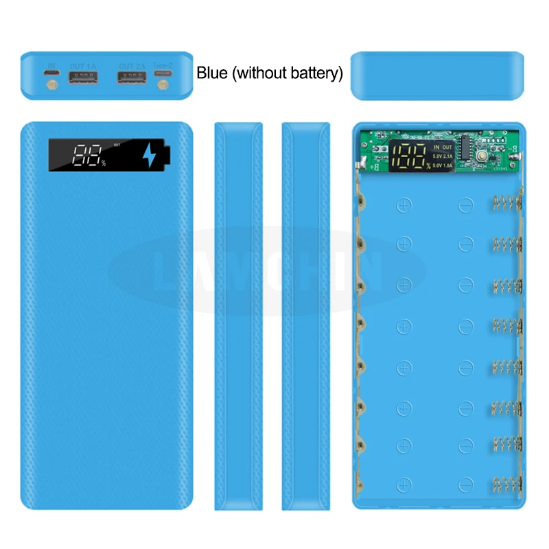 5 в двойной USB 8*18650 Внешний аккумулятор с дисплеем высокой емкости 18650 USB зарядное устройство DIY чехол для IPhone samsung huawei