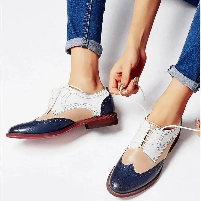 Женская обувь на плоской подошве в винтажном стиле из PU искусственной кожи