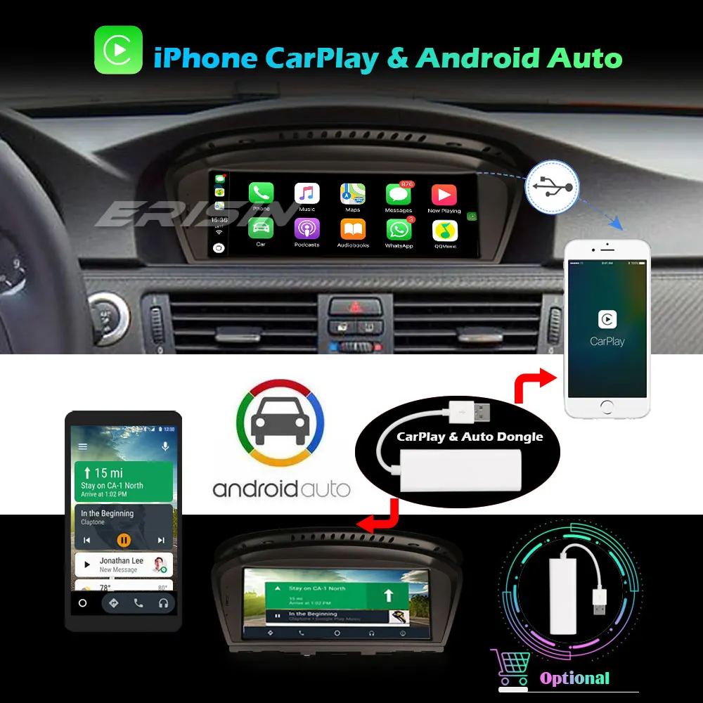 Erisin 2660 8 &quotAndroid 10 0 IPS Car Stereo Carplay DAB + GPS WiFi 4G BT для BMW 3er E90 E91 E92 E93 5er E60 E61 E63 E64 CCC CIC |