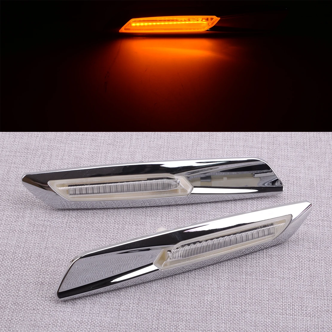 

1 пара, 2 контакта, 12 В, 3 Вт, прозрачные линзы, динамический Светодиодный Боковой габаритный фонарь, указатель поворота, подходит для BMW 1, 3, 5 се...