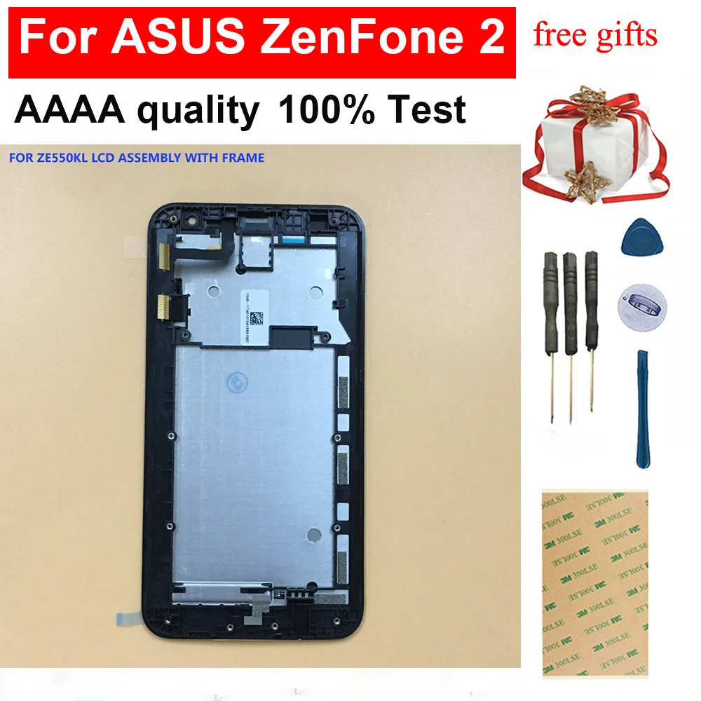 

For ASUS ZenFone 2 Laser ZE550KL Z00LD Touch Screen Digitizer Sensor Glass + LCD Display Monitor Screen Panel Assembly Frame