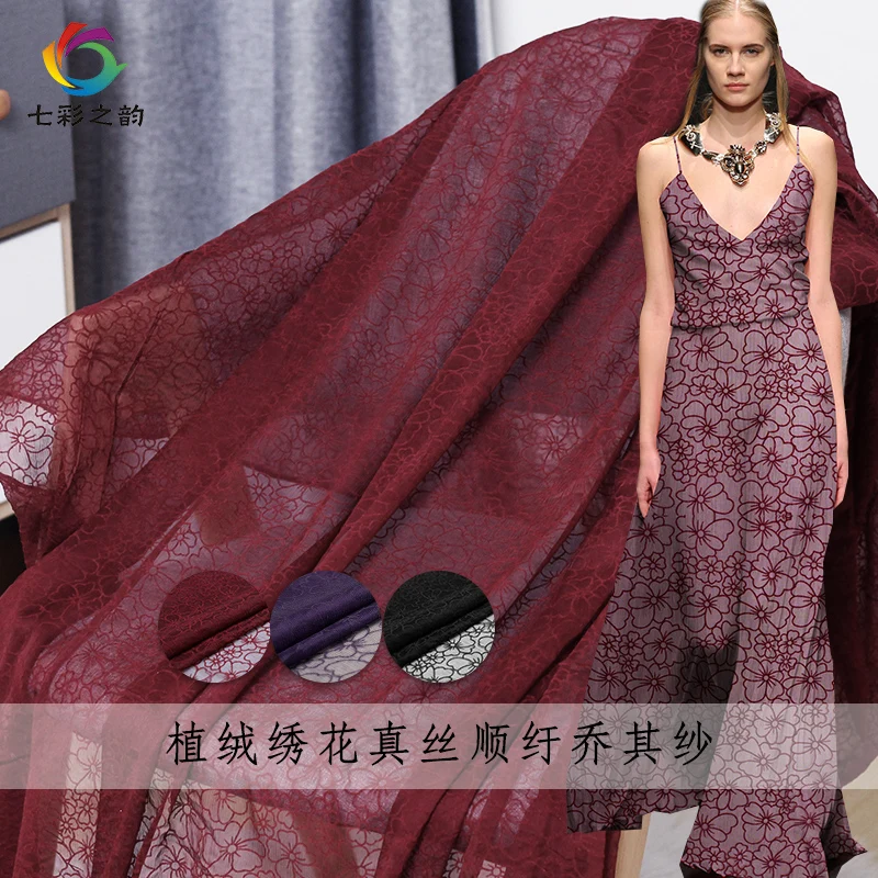 Шифоновое шелковое Хлопковое платье 8 цветов флокированная ткань летнее сделай