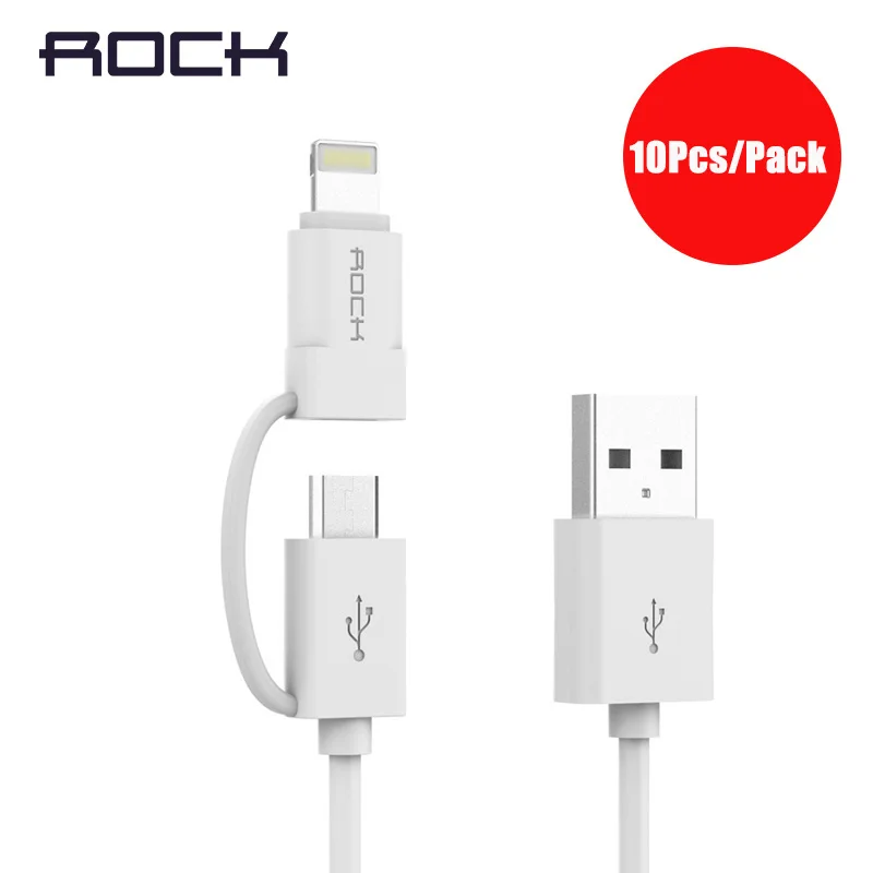USB-кабель ROCK 10 шт. упак. кабель Micro USB для iPhone Pro 11 Max X 8 7 6 Plus 2 в 1 Samsung Xiaomi Huawei |
